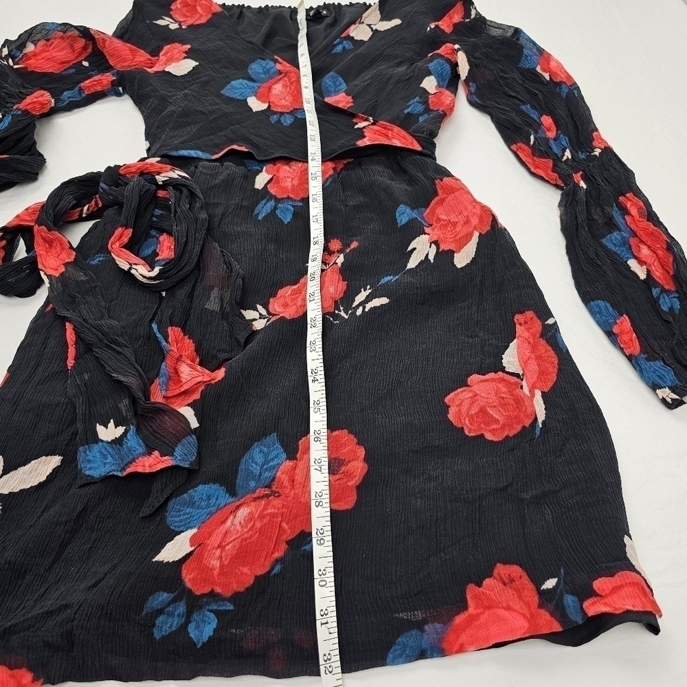 Club Monaco Jowdie Wrap-Front Tiered-Sleeves Floral-Print Silk Dress - Picture 8 of 13